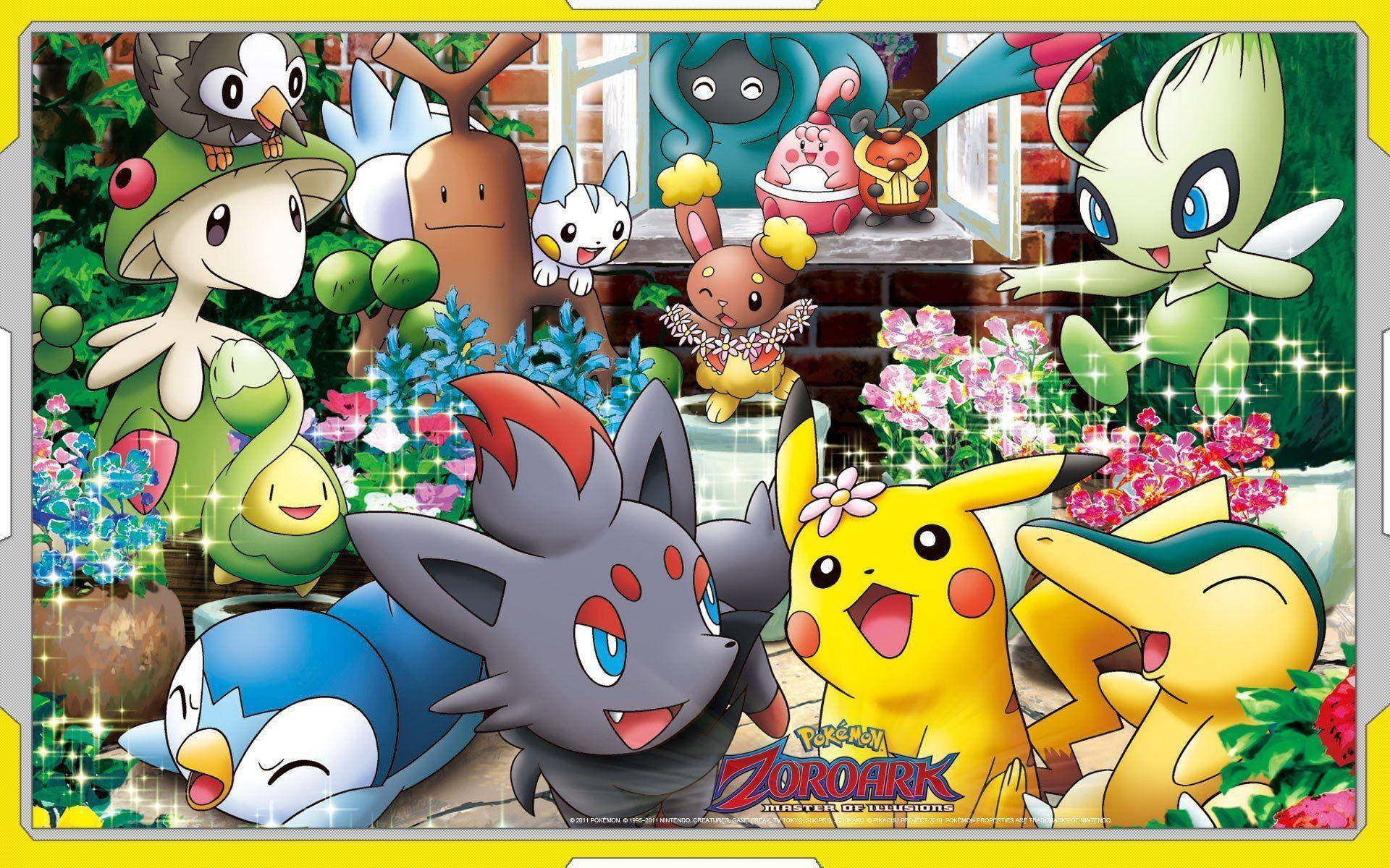 Cyndaquil With Pikachu And Friends Wallpaper