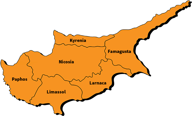 Cyprus Map Major Cities PNG