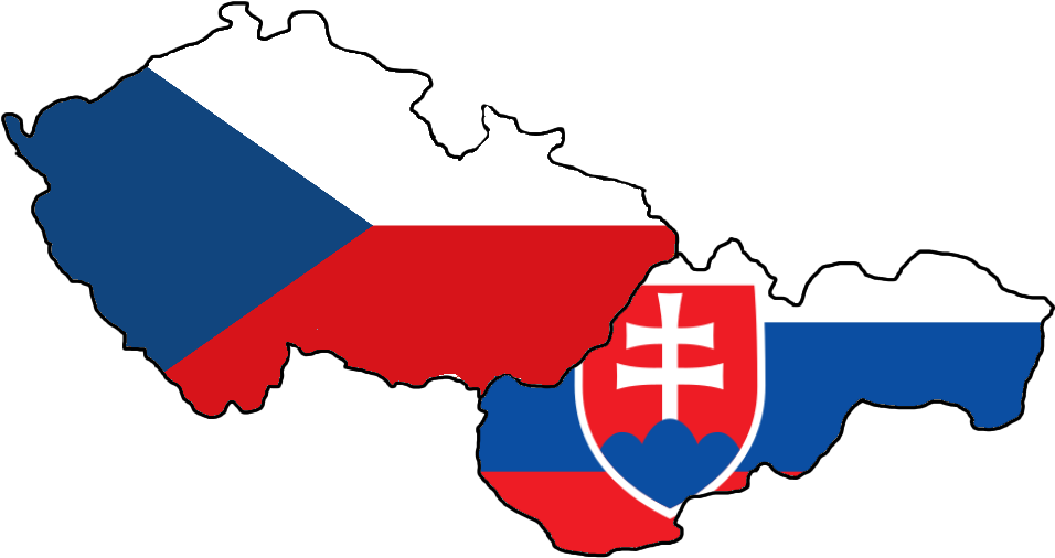 Czech Republicand Slovakia Mapwith Flags PNG