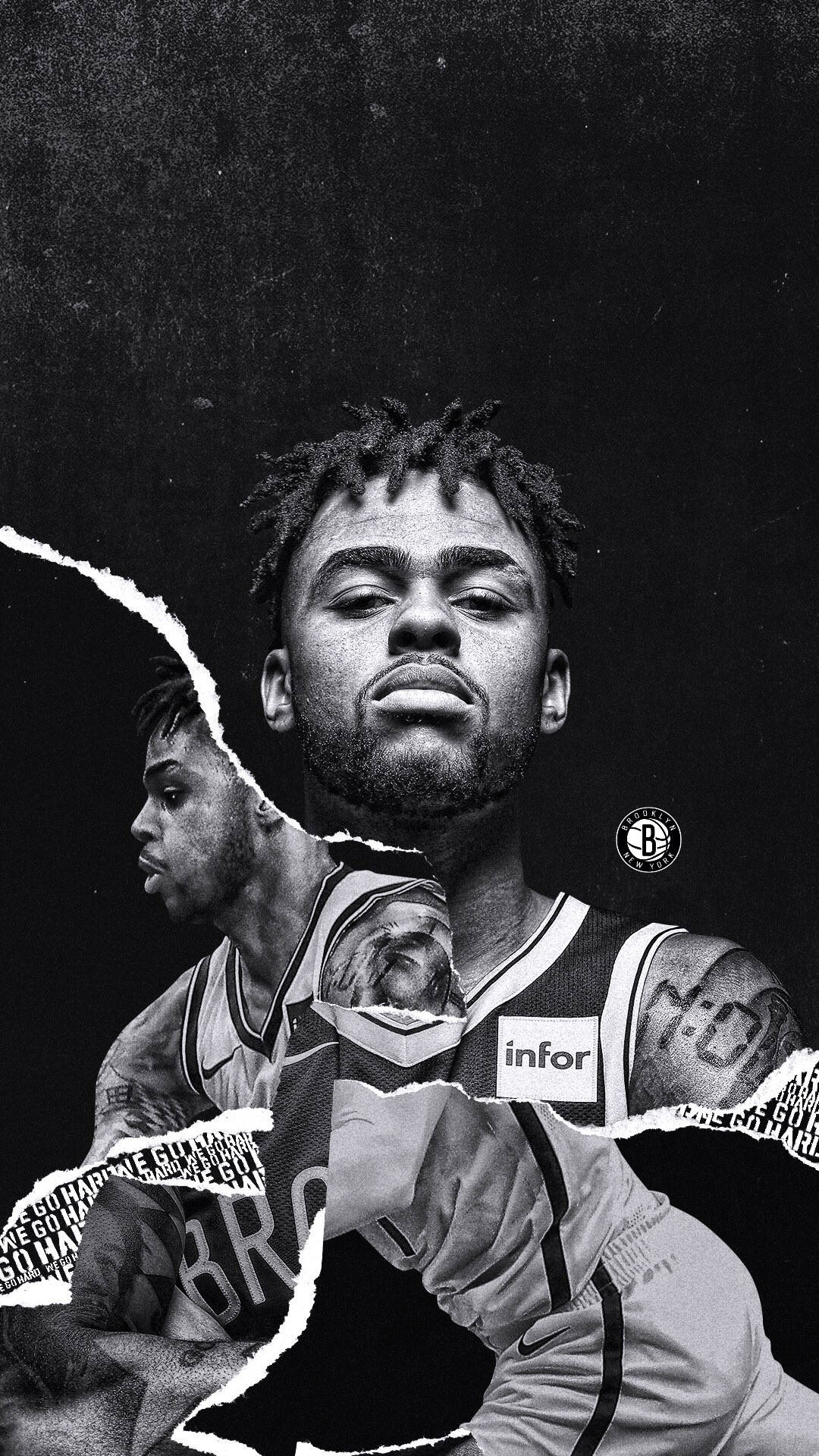 D'Angelo Russell Greyscale Mobile Collage Wallpaper