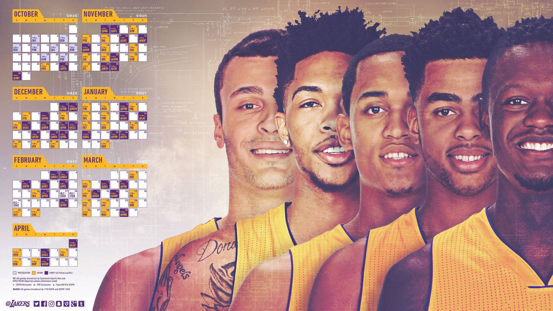 D'Angelo Russell Los Angeles Lakers plakat tapet Wallpaper