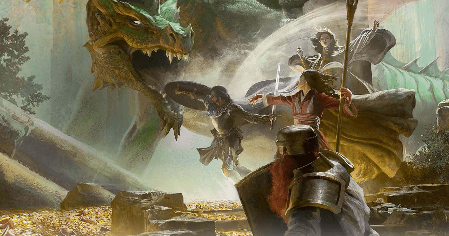 A Painting Of A Man And A Dragon