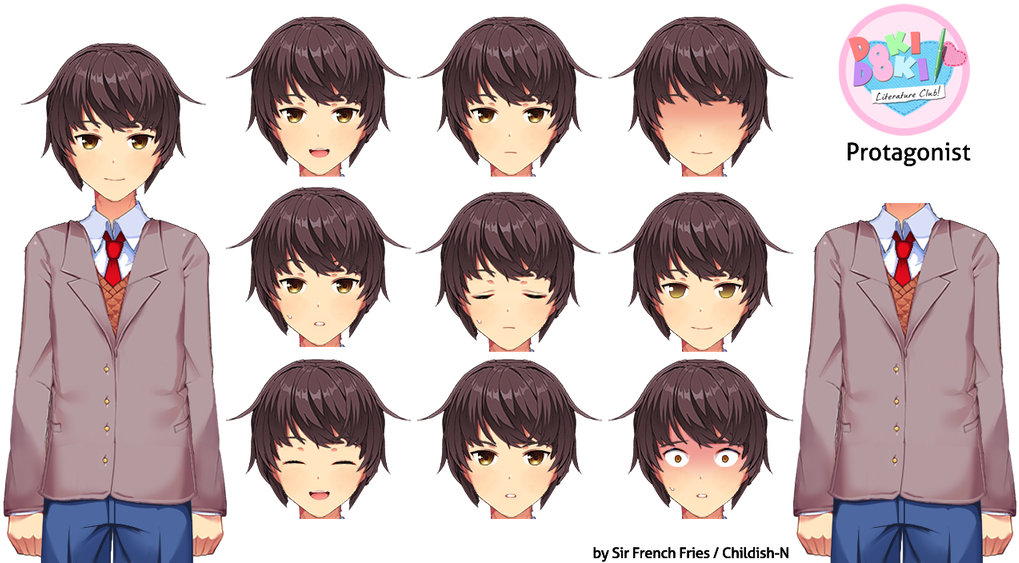 D D L C Protagonist Expression Sheet PNG