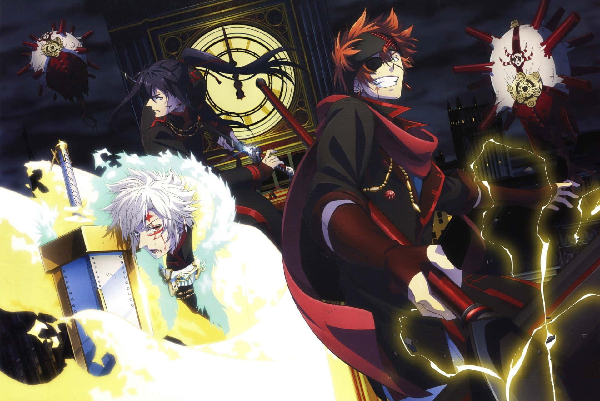 Einegruppe Von Anime-charakteren Mit Schwertern Und Blitz Wallpaper
