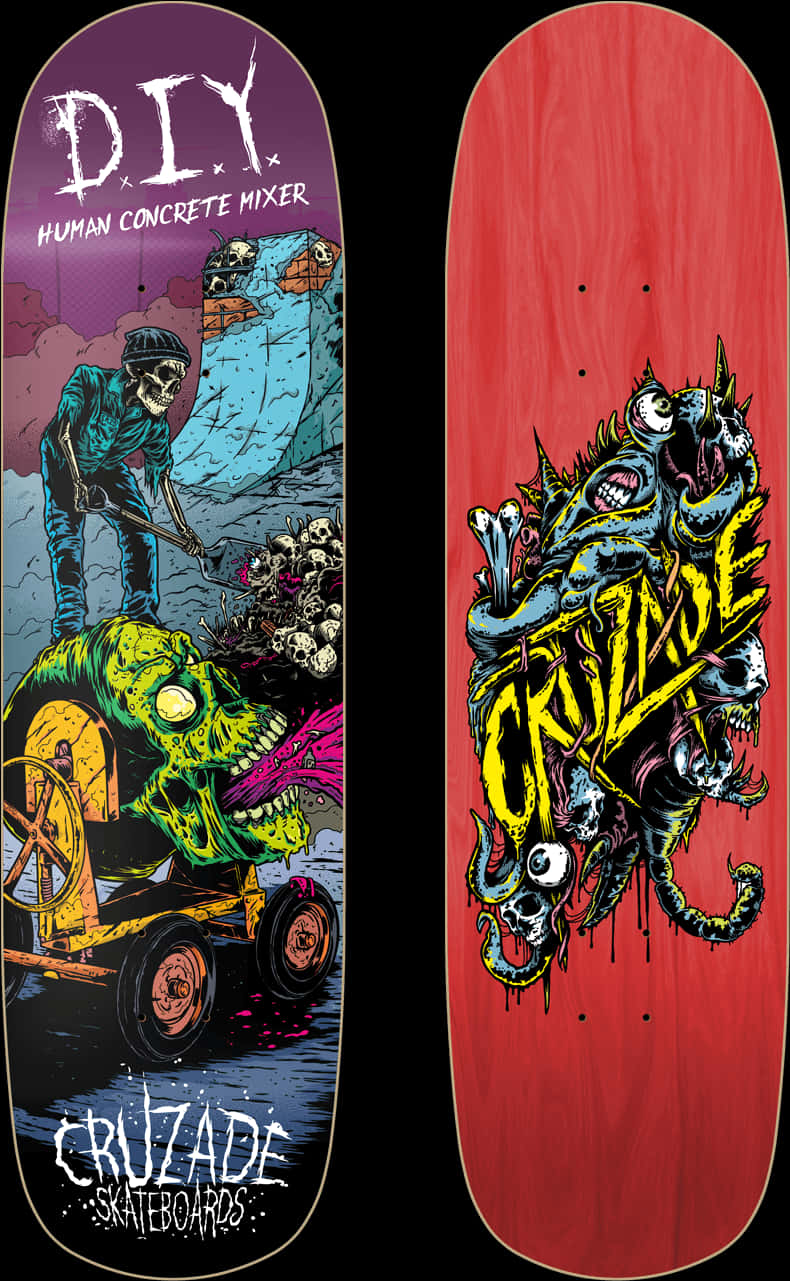 D I Y Human Concrete Mixerand Crusade Skateboards Deck Art PNG