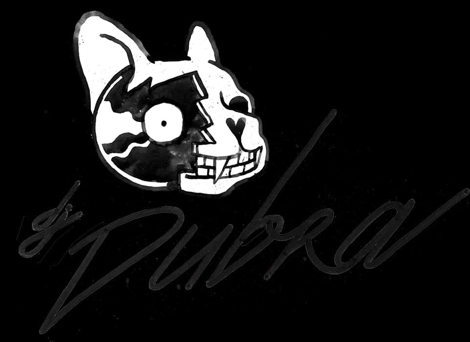 D J Dubra Logo Blackand White PNG