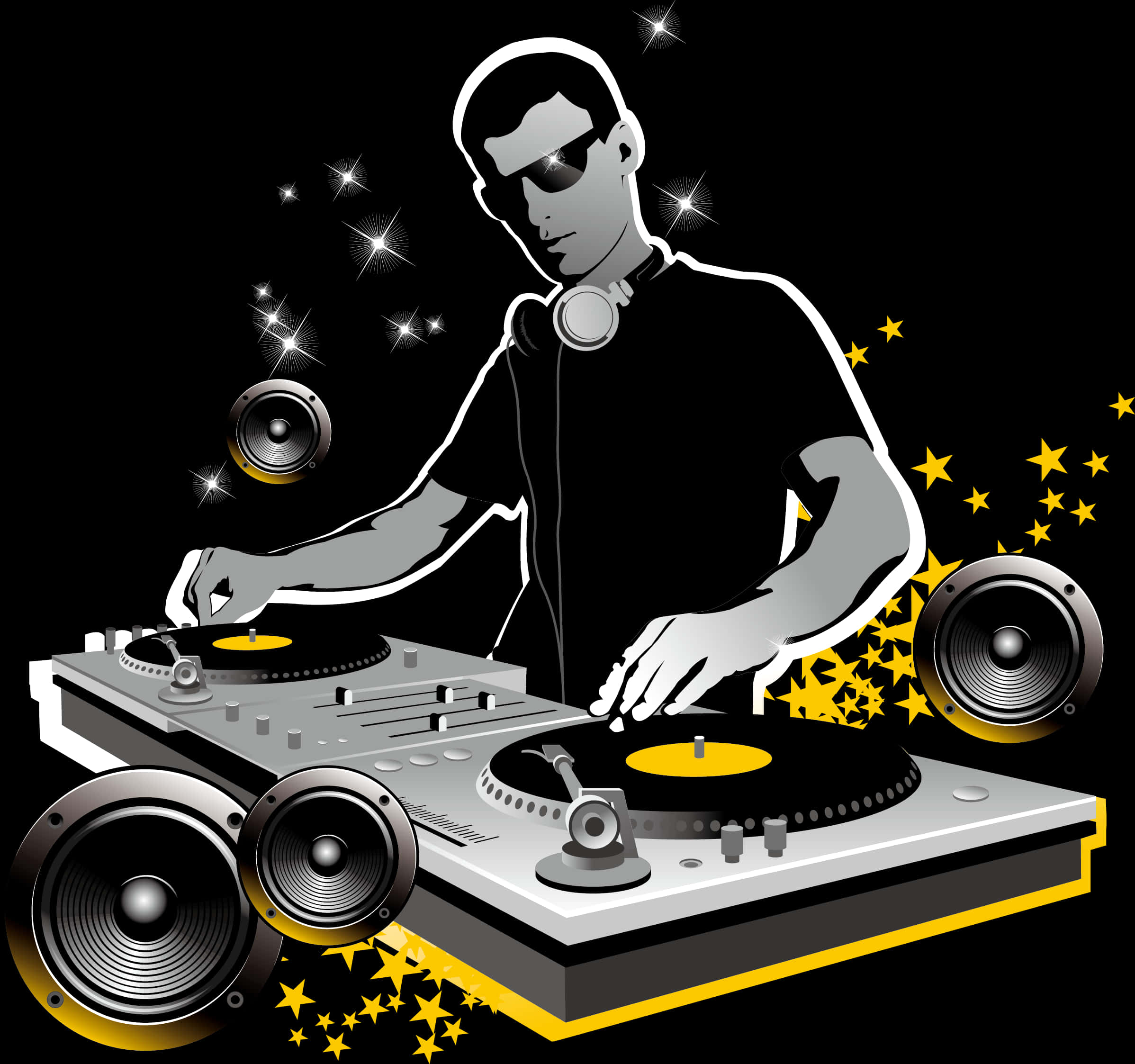 D J Mixing Deck Graphic PNG