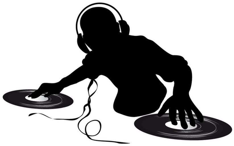 D J Silhouette Spinning Records PNG