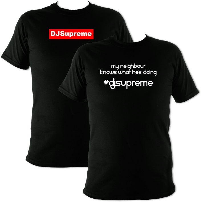 D J Supreme Branded Black T Shirts PNG