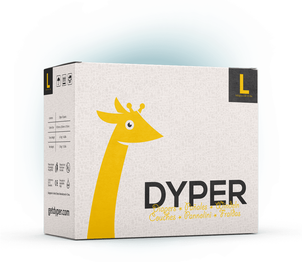 D Y P E R Diaper Boxwith Giraffe Design PNG