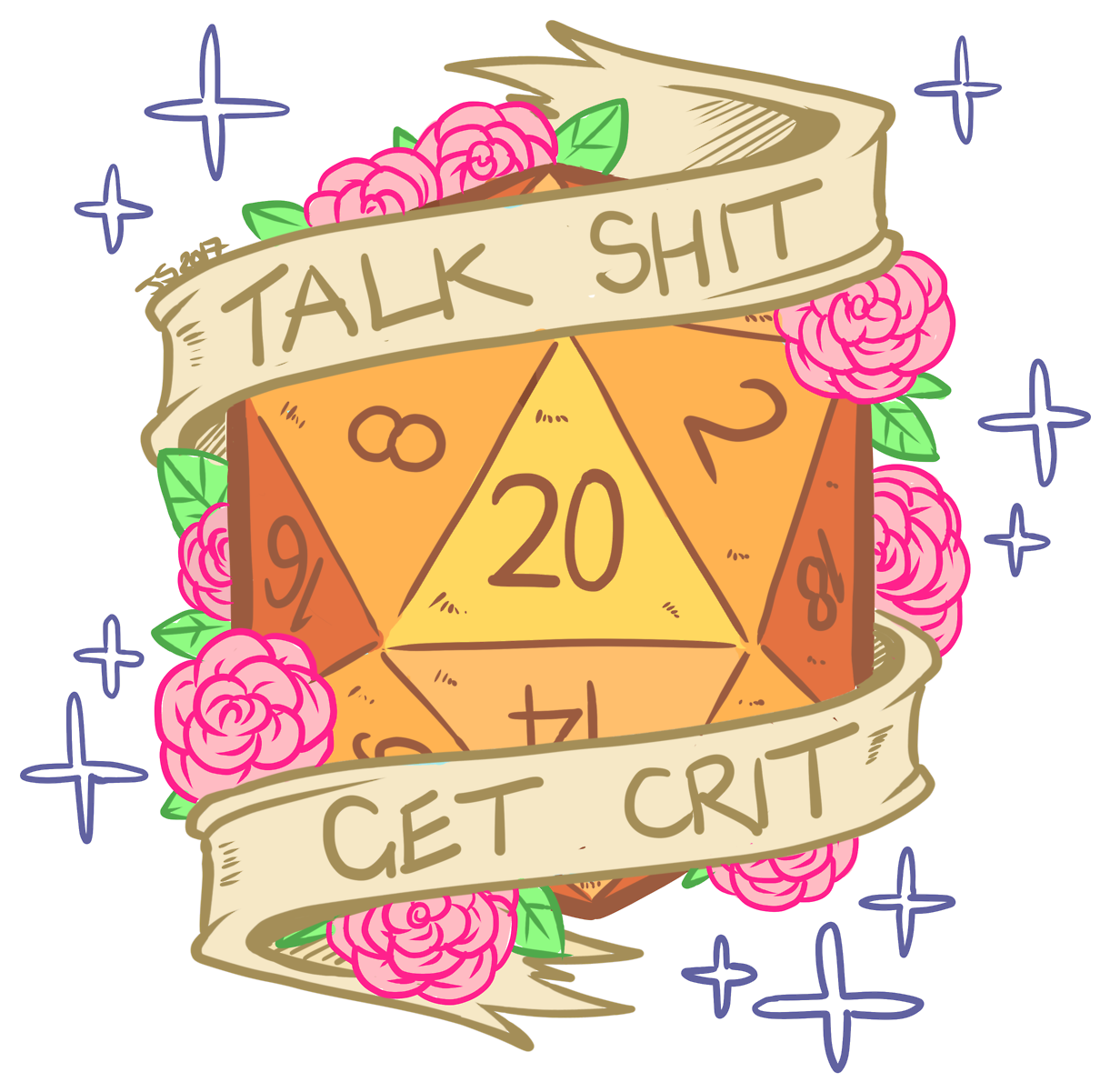 D20 Dice Talk Shit Get Crit Artwork PNG