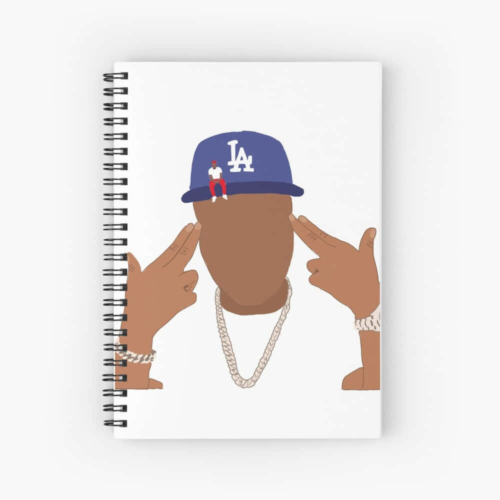 A Man With A Baseball Cap And A Baseball Hat Spiral Notebook Wallpaper