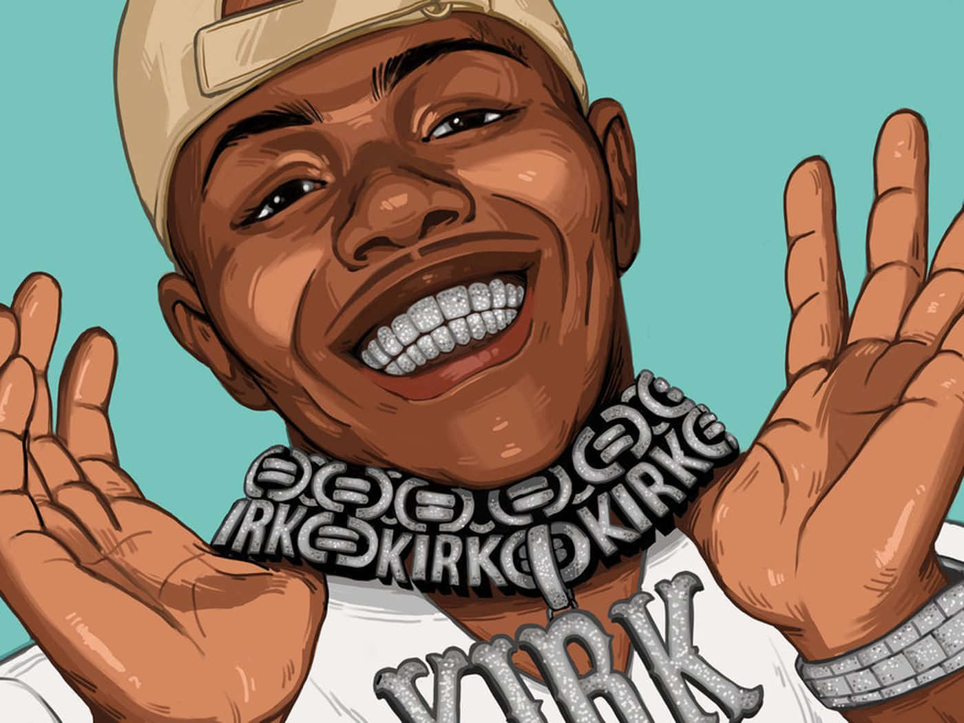 Dababy Cartoon Showing Off Necklace Wallpaper