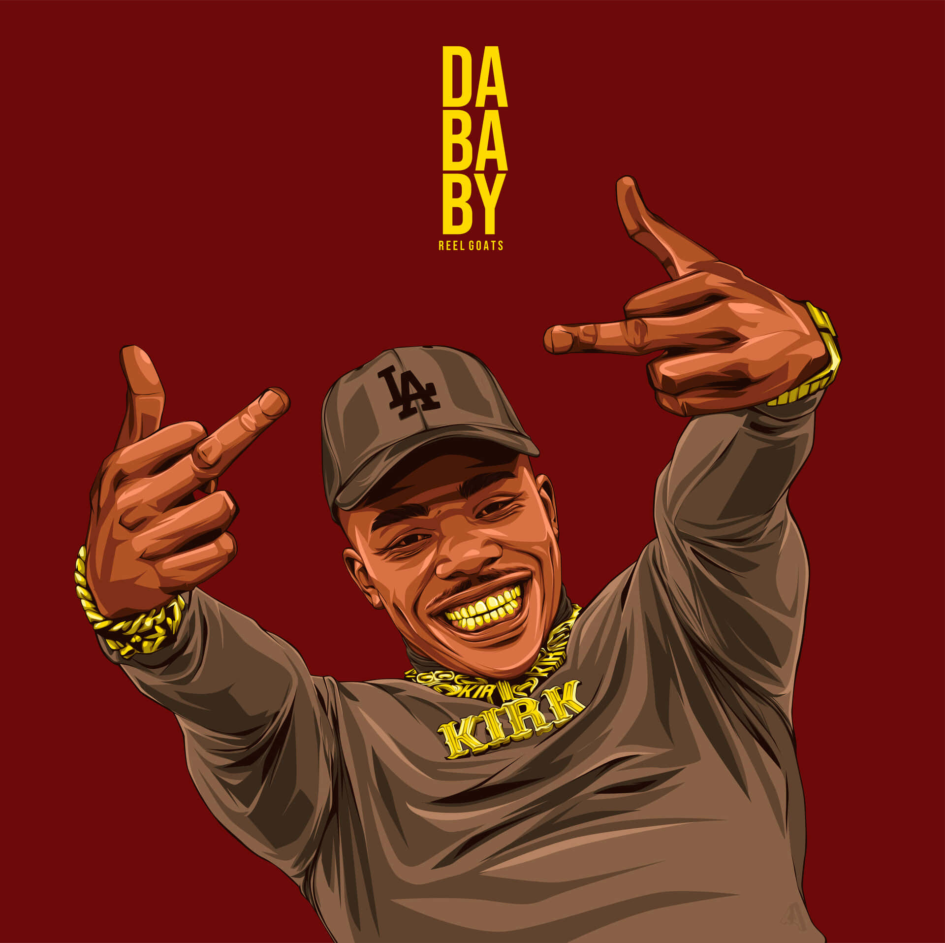 Dababy Cartoon With A Golden Necklace Wallpaper