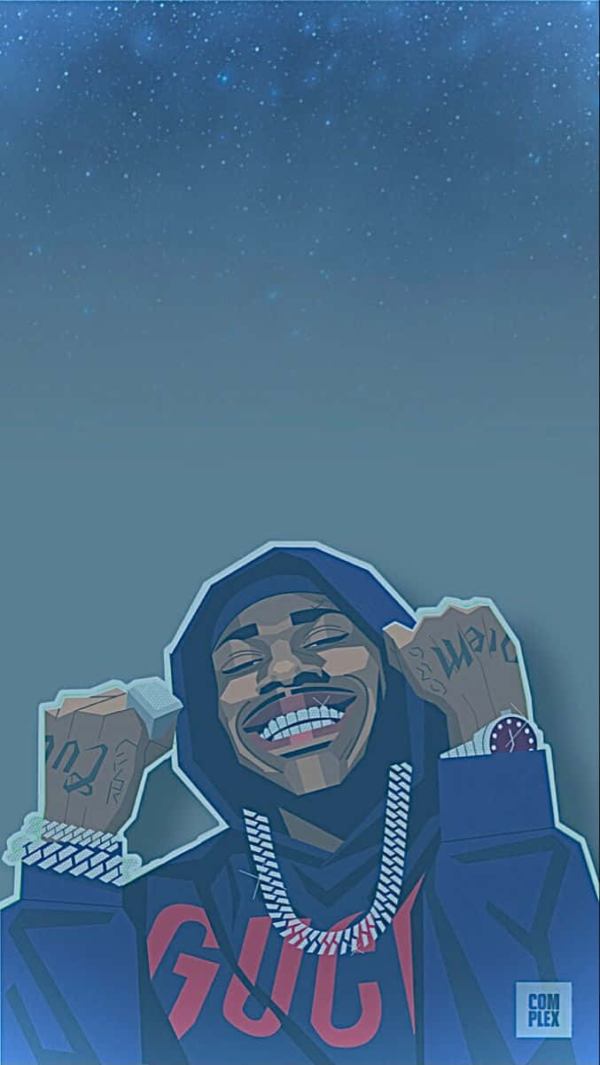 Dababy Cartoon Clenching His Fists Wallpaper