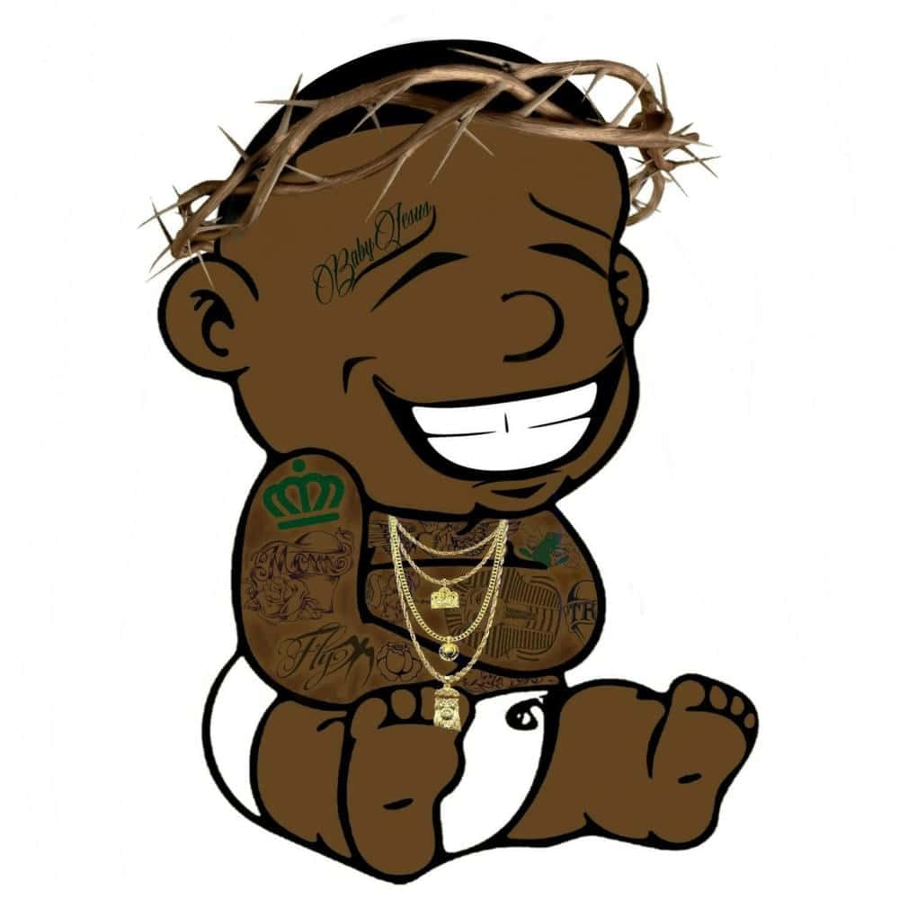 Dababy Cartoon Holding Belly Wallpaper