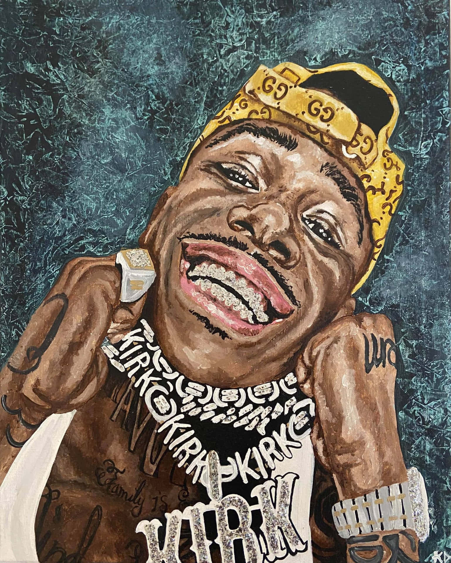 Dababy Cartoon Holding His Necklace Wallpaper