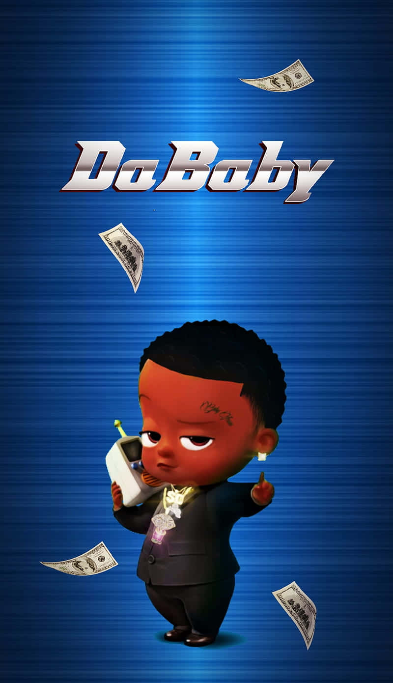 Dababy Cartoon With Flyers Falling Wallpaper