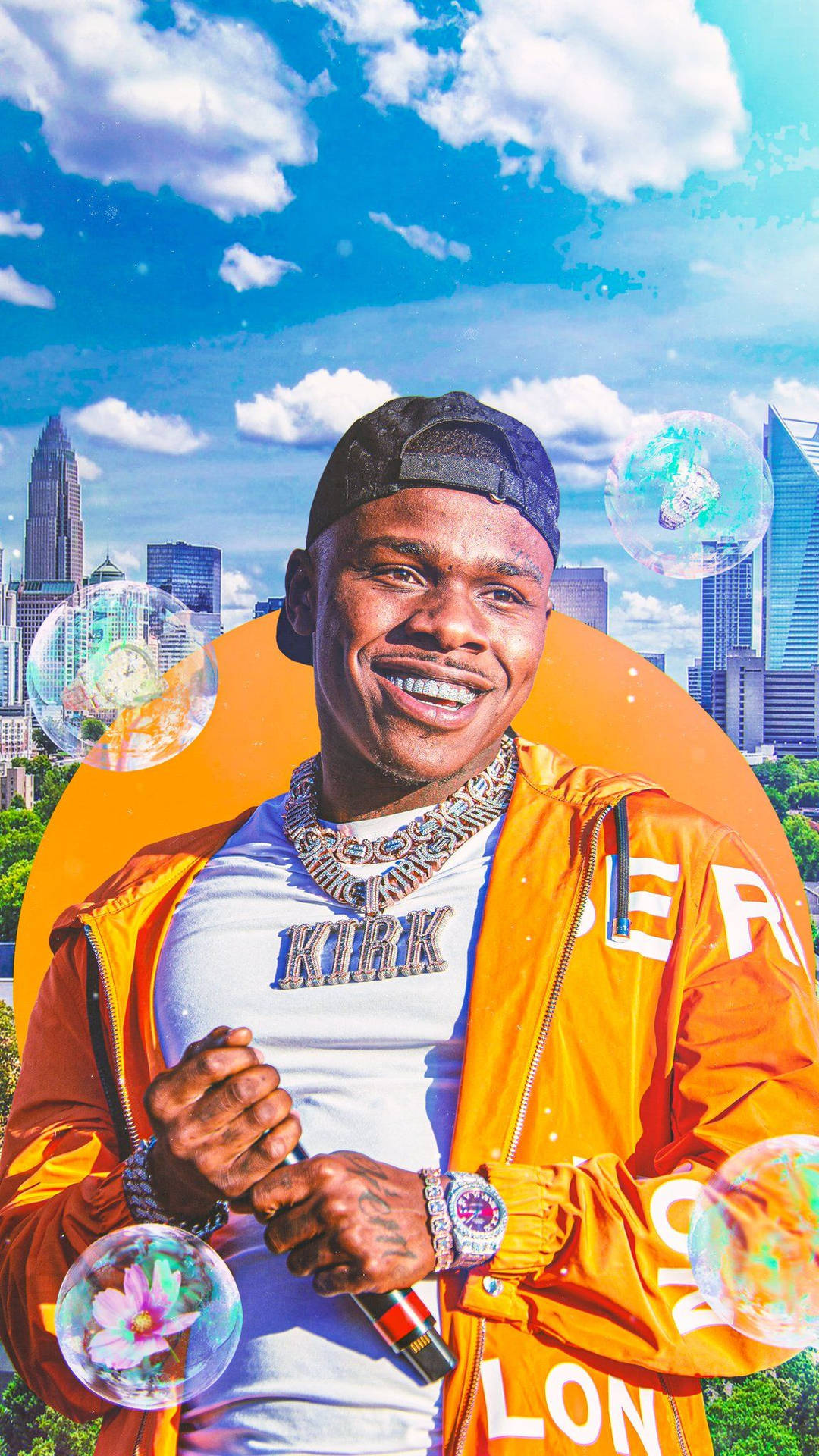 Dababy Phone With Bubbles Floating Wallpaper