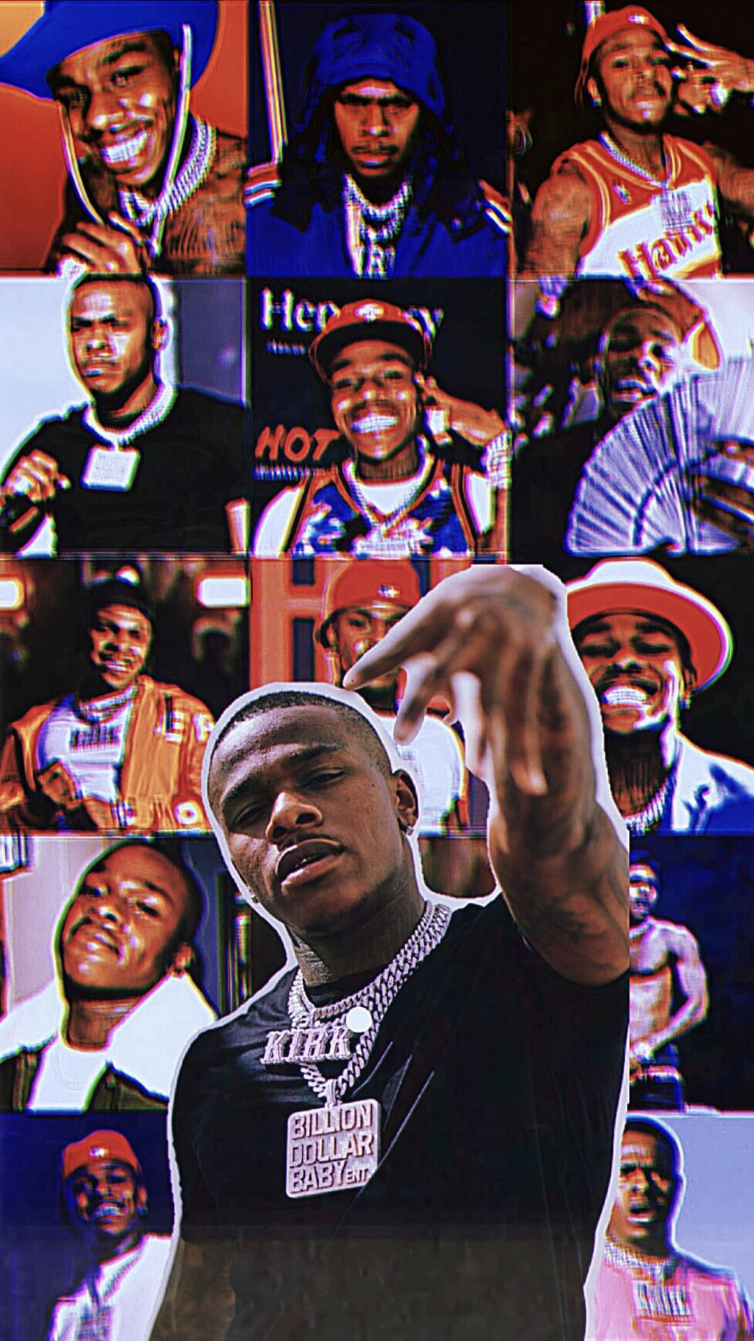 Dababy Phone With Black Shirt And Chains Wallpaper