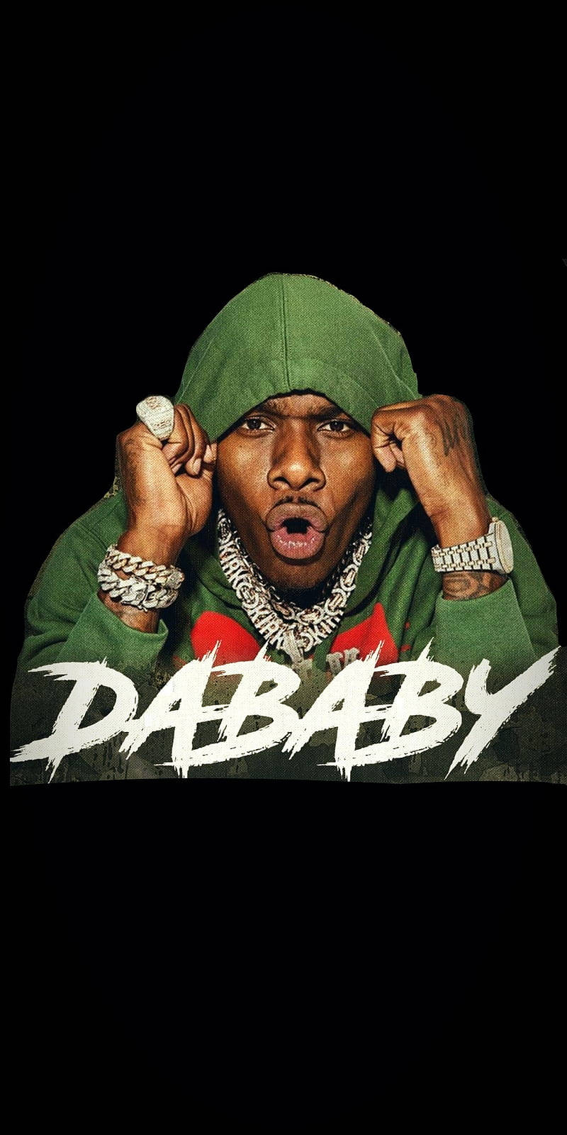 Dababy Phone With Green Hoodie Wallpaper