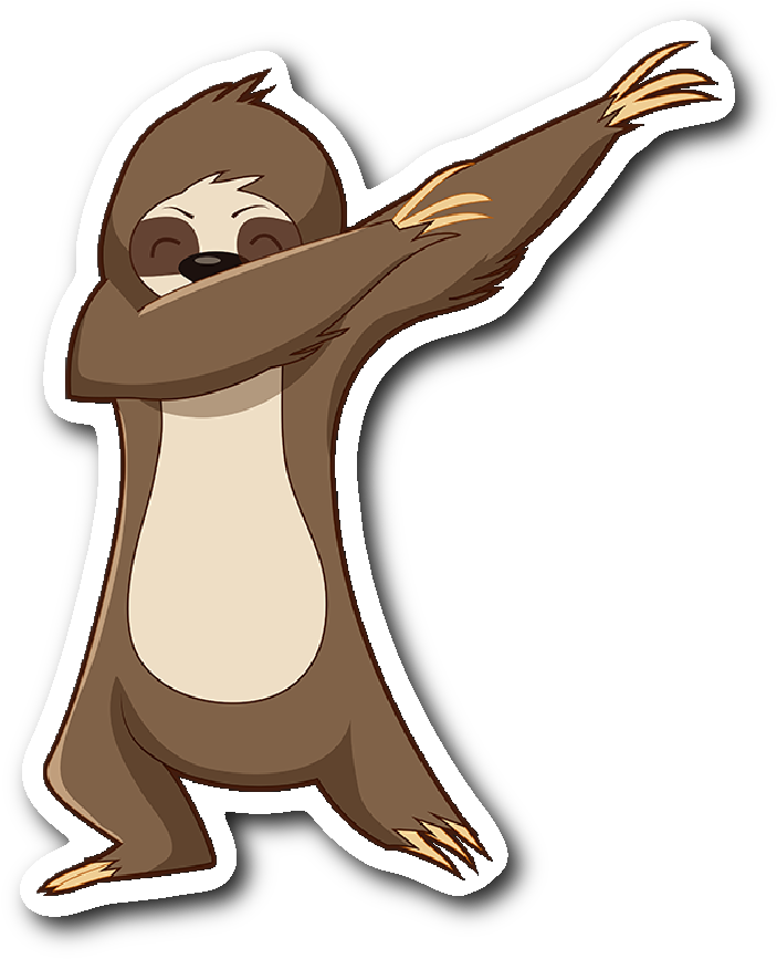 Dabbing Sloth Cartoon Character PNG