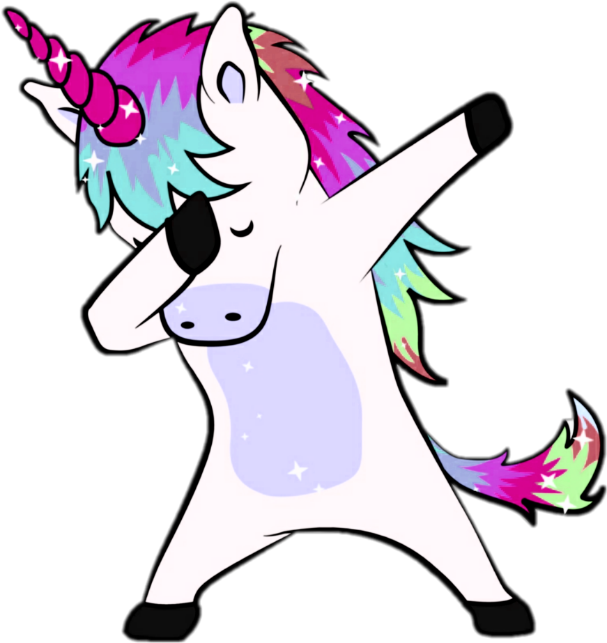 Dabbing Unicorn Cartoon Illustration PNG