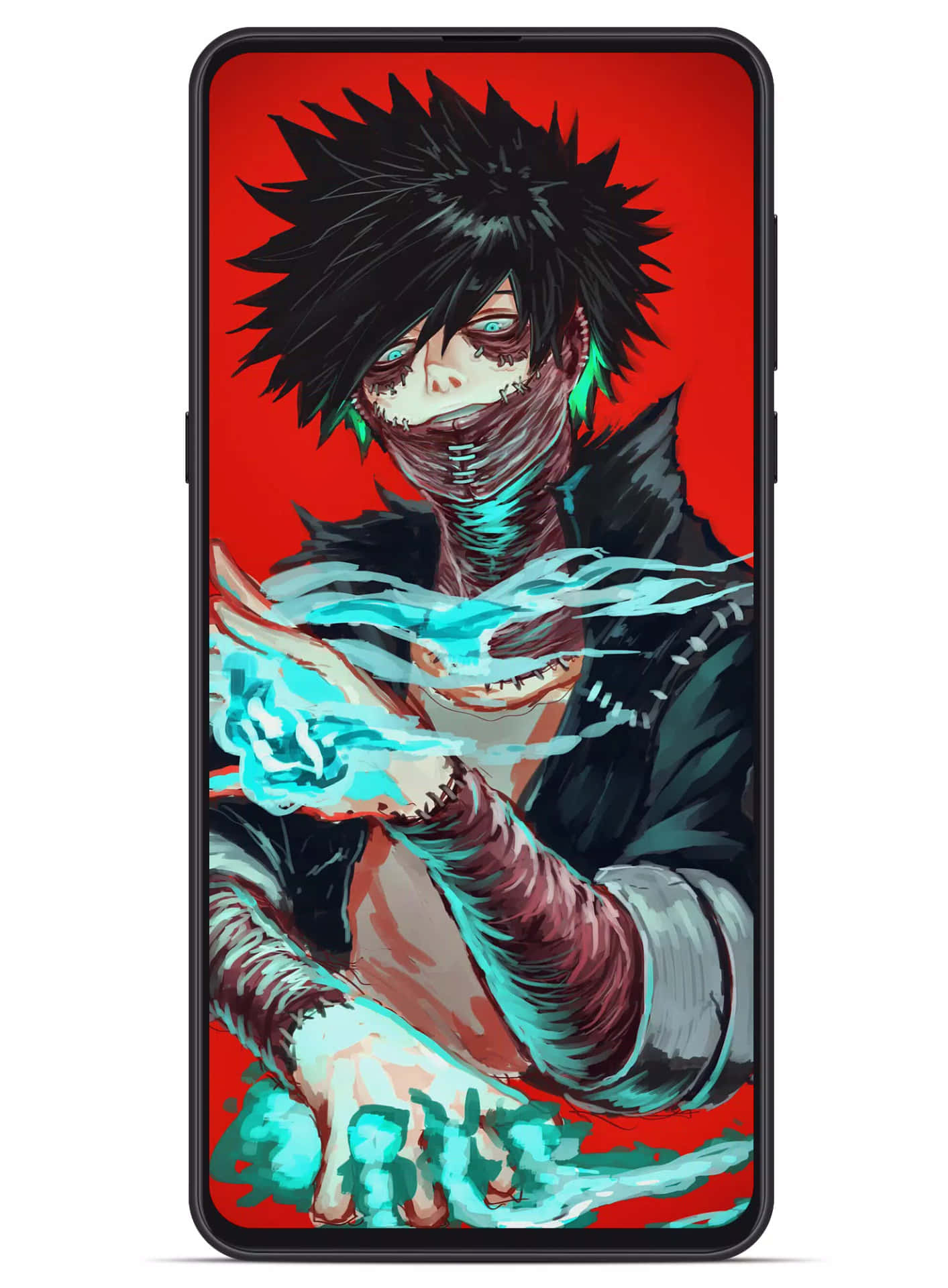 A Phone With An Anime Character On It Wallpaper