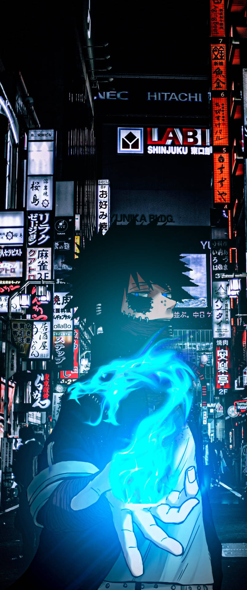Dabi With Blue Fire In My Hero Academia Phone Wallpaper