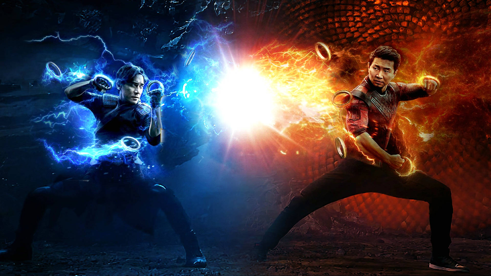 Dad And Son Shang Chi And The Legend Of The Ten Rings Wallpaper