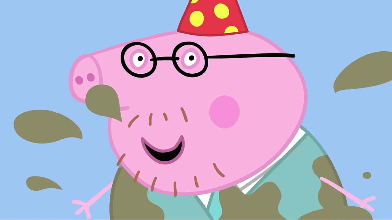 Daddy Pig happily smiling with his family Wallpaper