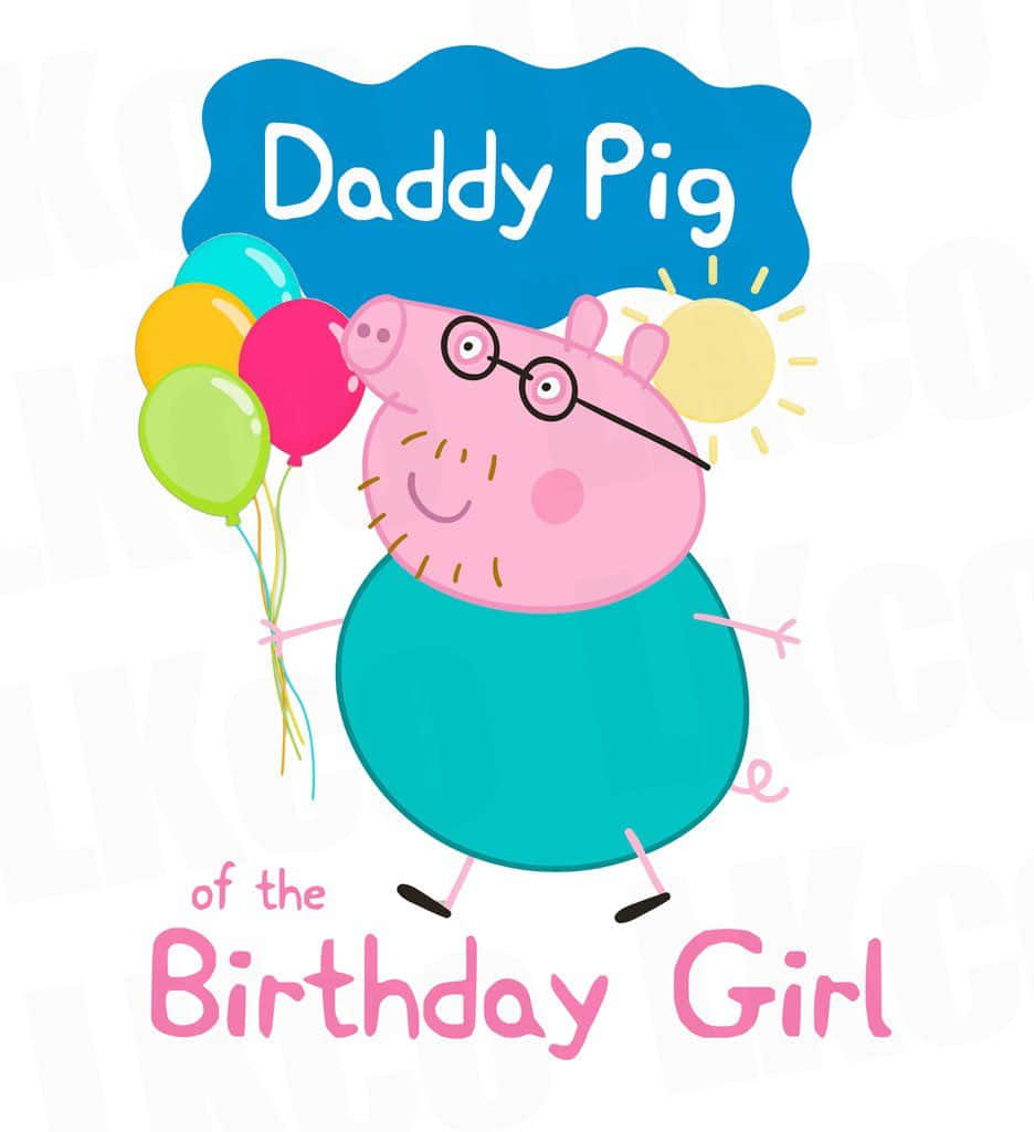 Daddy Pig of Peppa Pig is looking forward to a fun day! Wallpaper