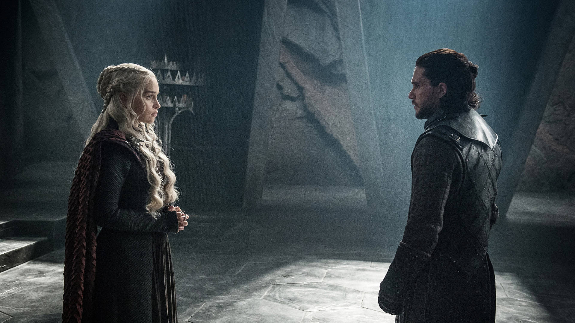 Daenerysfissando Jon Snow Il Trono Di Spade Sfondo