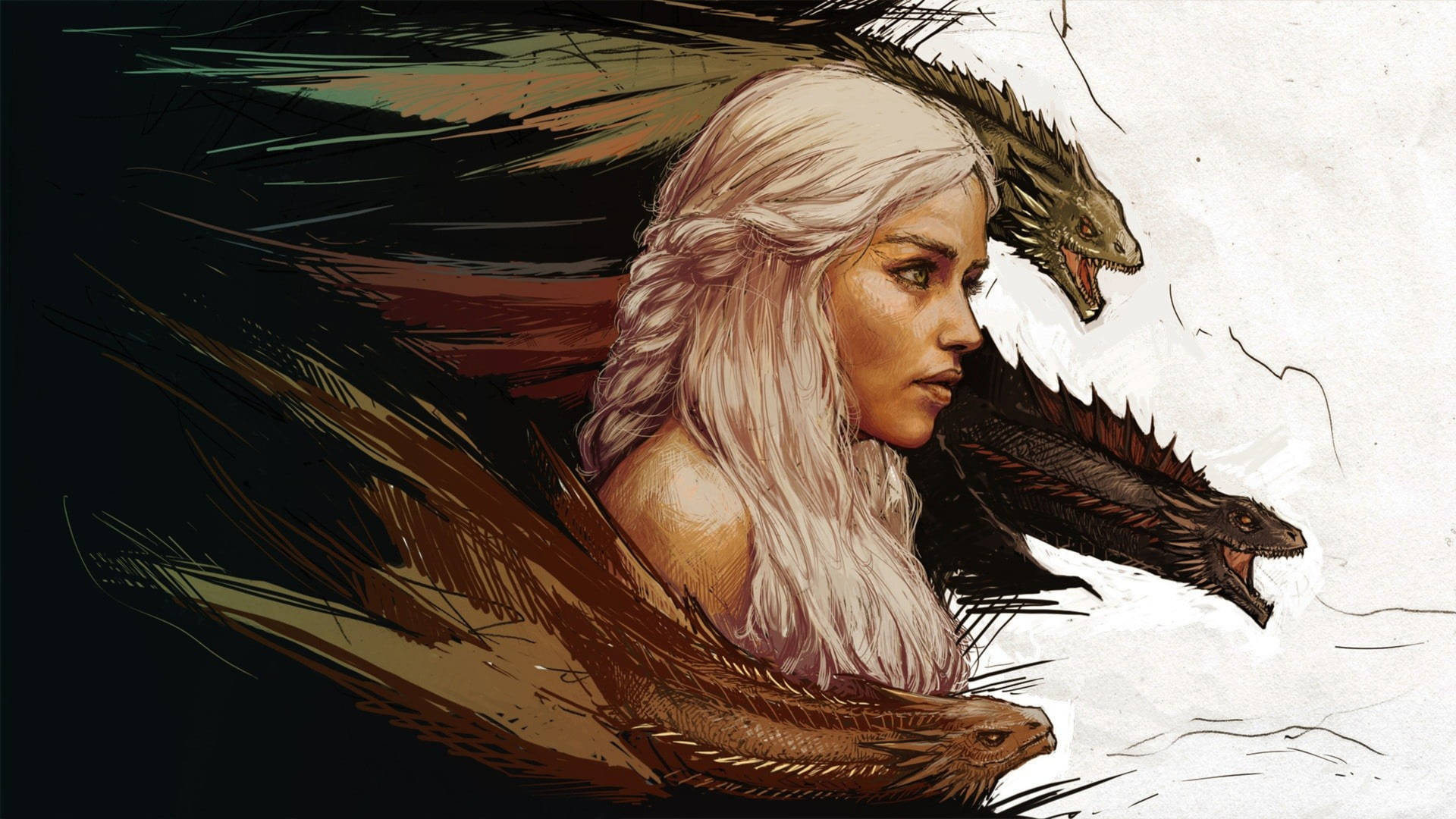 Daenerys Targaryen Covered In Dragons Art