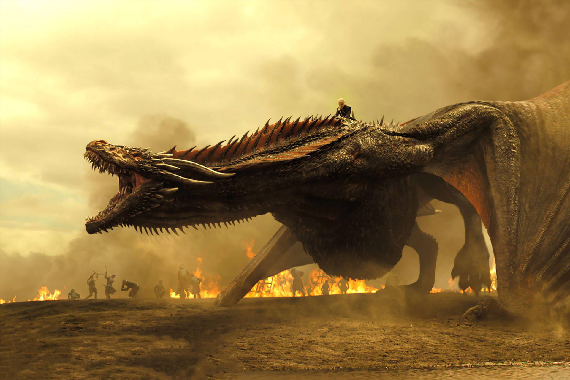 Daenerys Targaryen Dragon Fire Battle Wallpaper