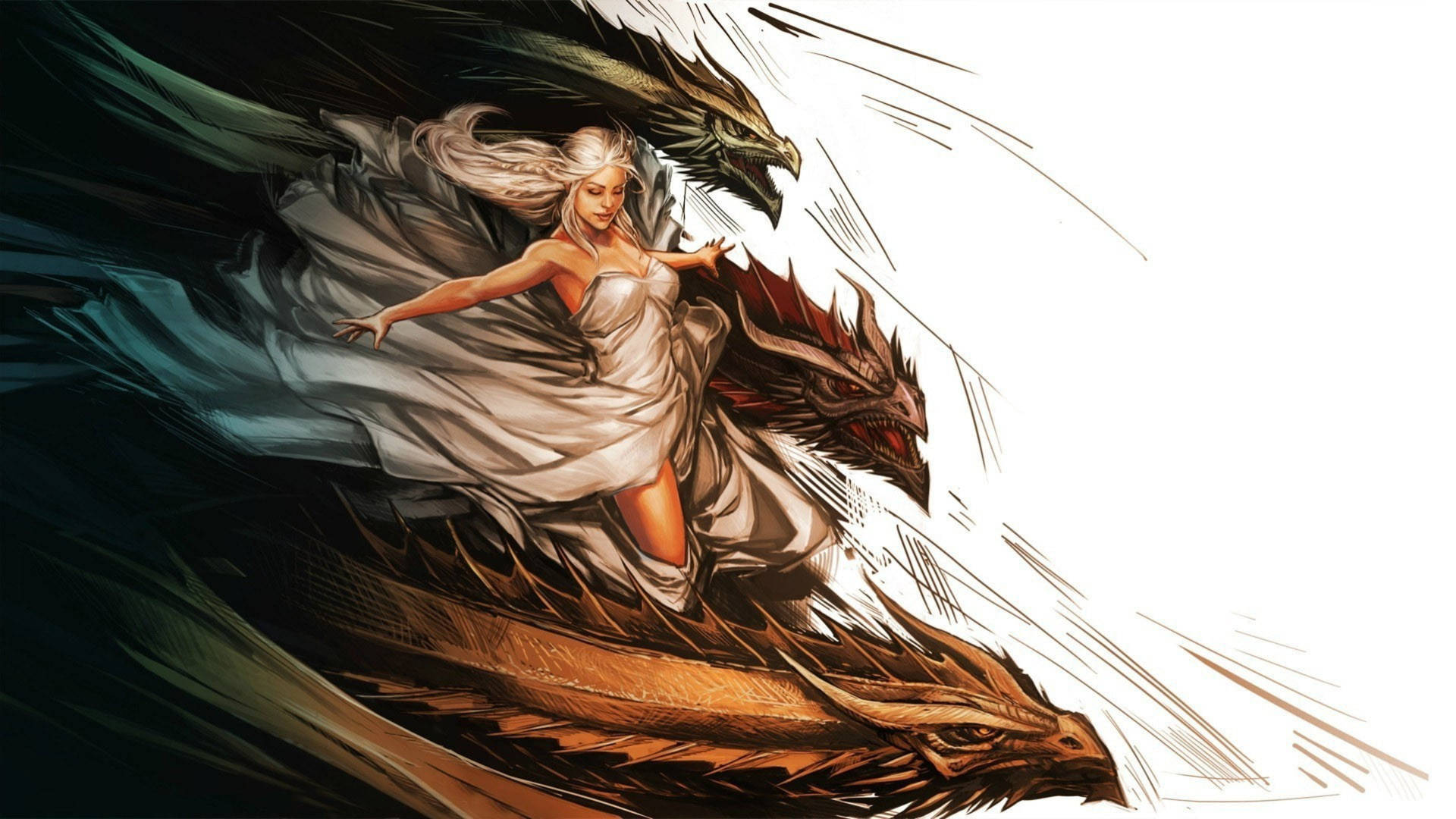 Daenerys Targaryen Dragons Fantasy Art Wallpaper