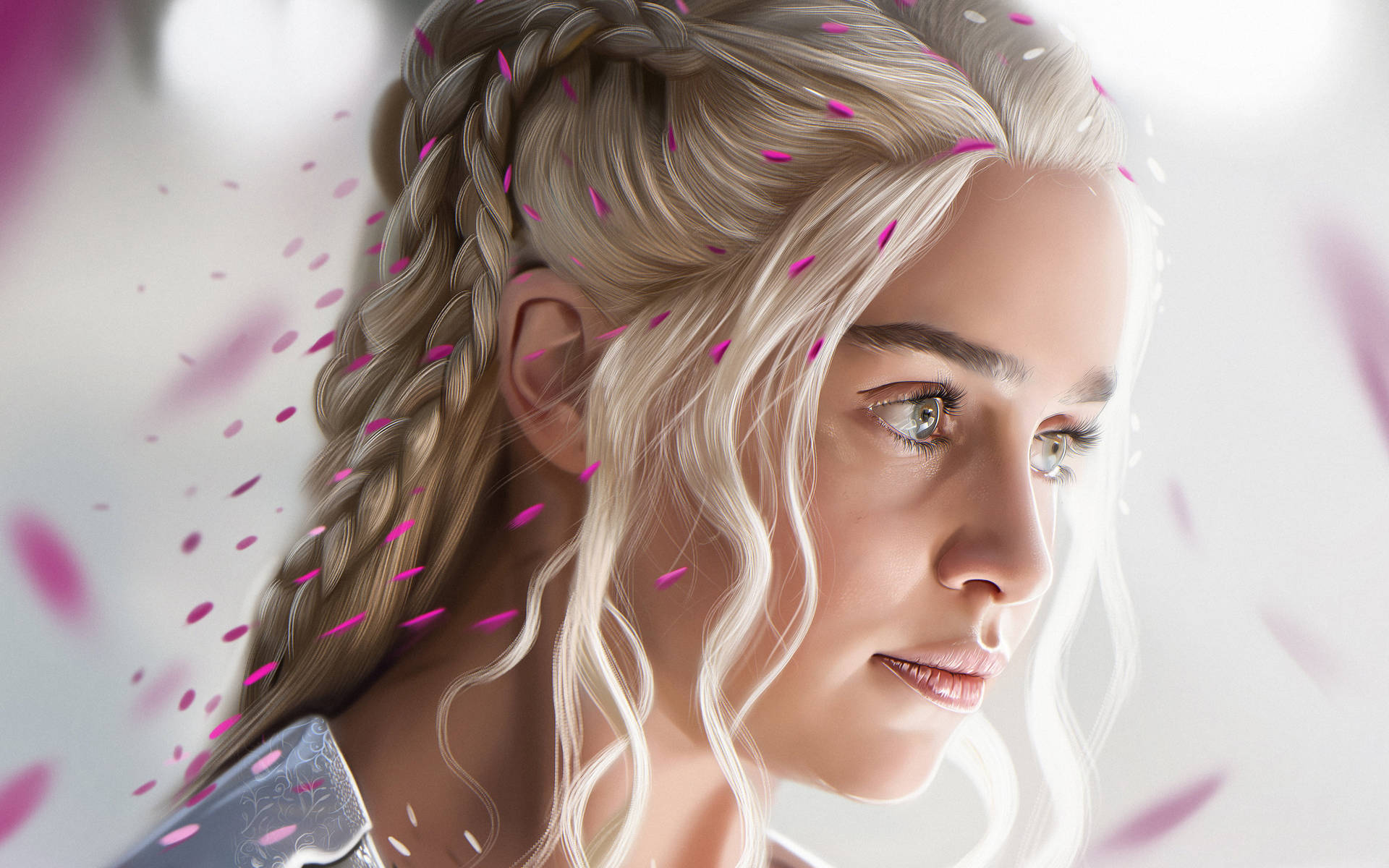 Daenerys Targaryen Petali Rosa Art Sfondo