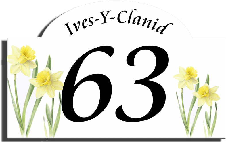 Daffodil Decorated Number63 Sign PNG