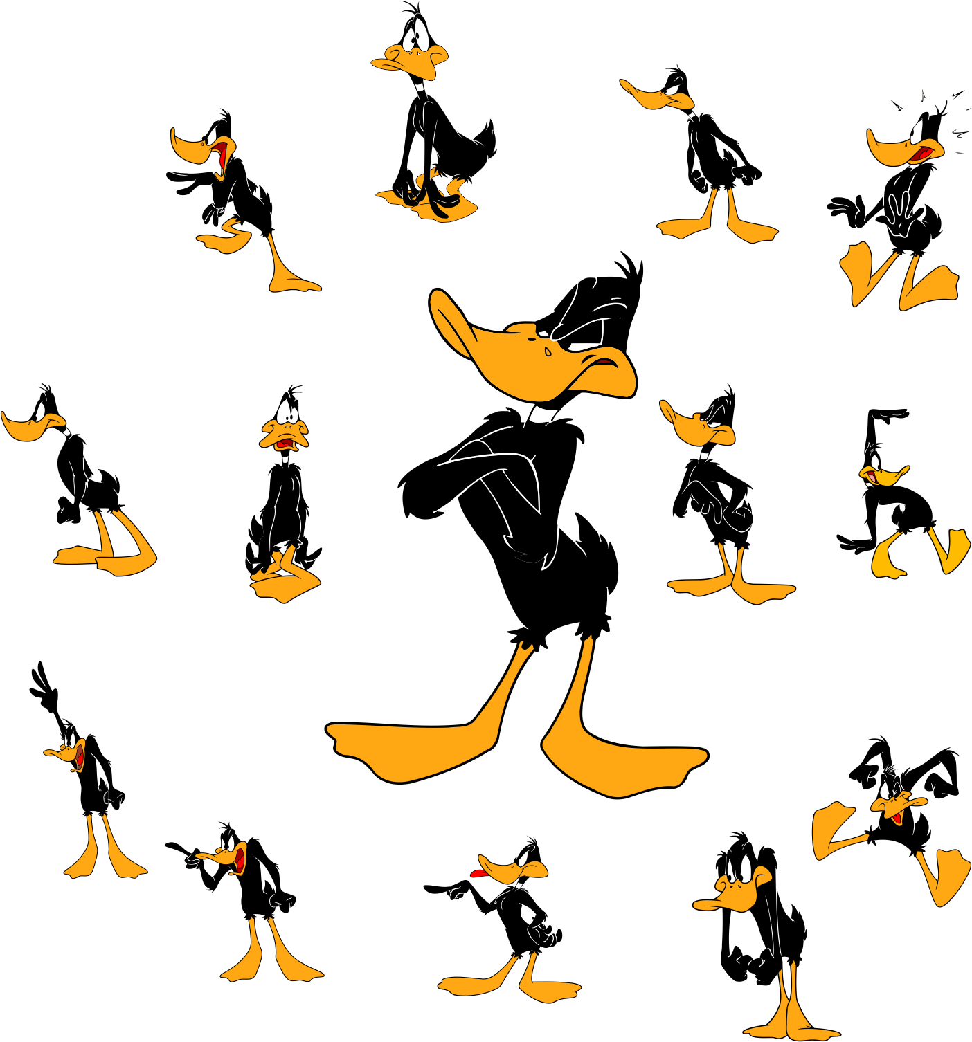 Daffy Duck Expressions Pattern PNG