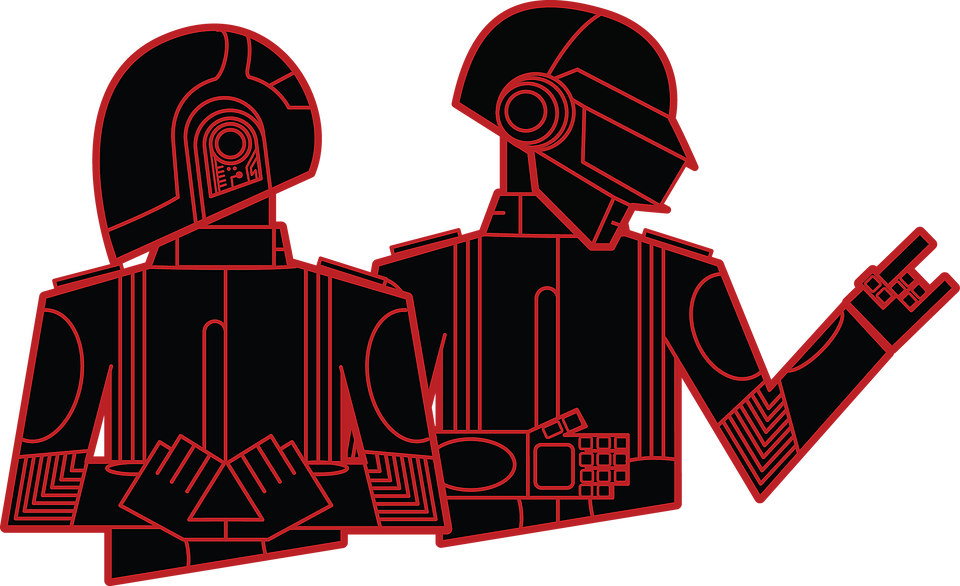 Daft Punk Red Outline Graphic PNG