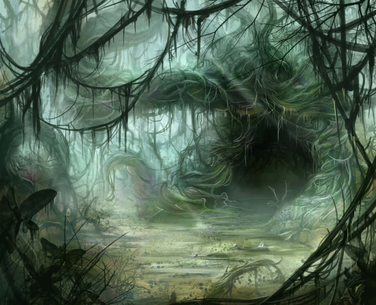 Mysterious Dagobah Swamp Landscape Wallpaper