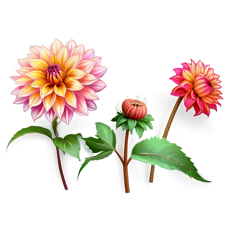 Dahlia Flower Sketch Png Bno10 PNG