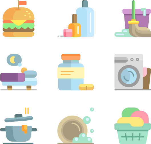 Daily Routine Icons Set PNG