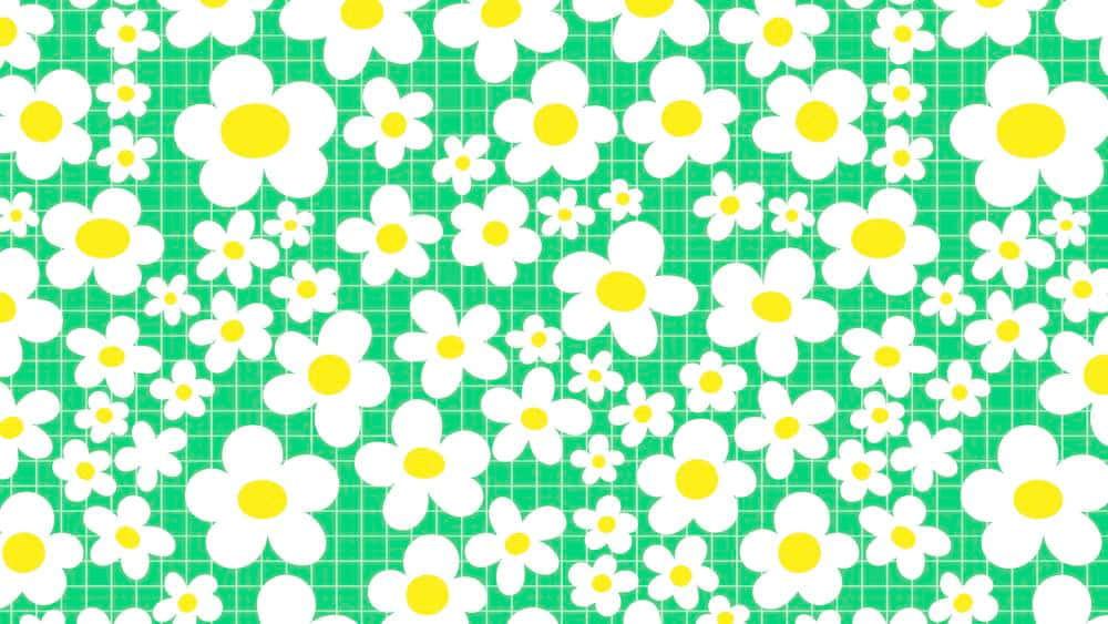 Niedlichesgänseblümchen-ästhetik-computer Grün Wallpaper