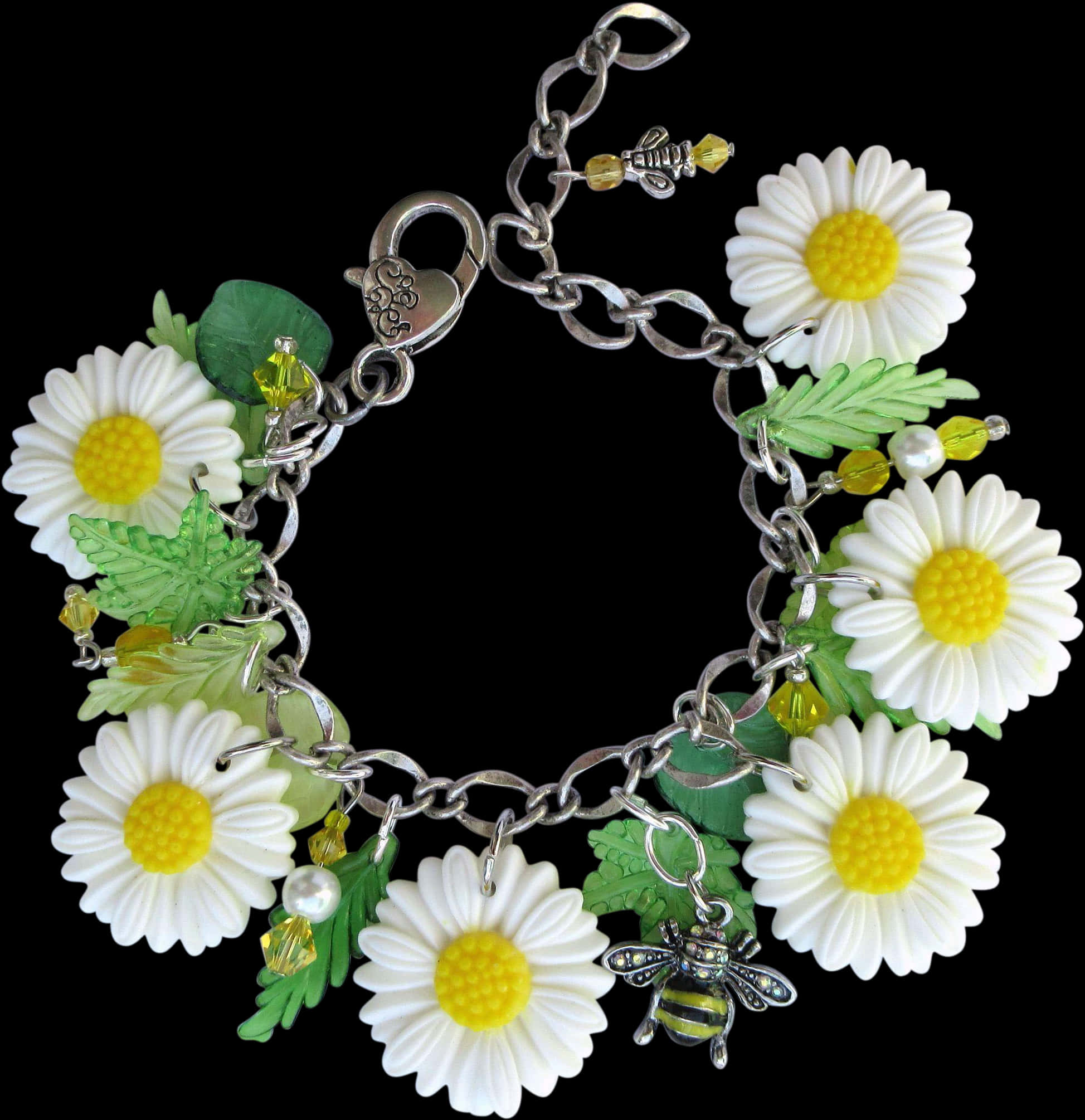 Daisy Chain Braceletwith Bee Charm PNG
