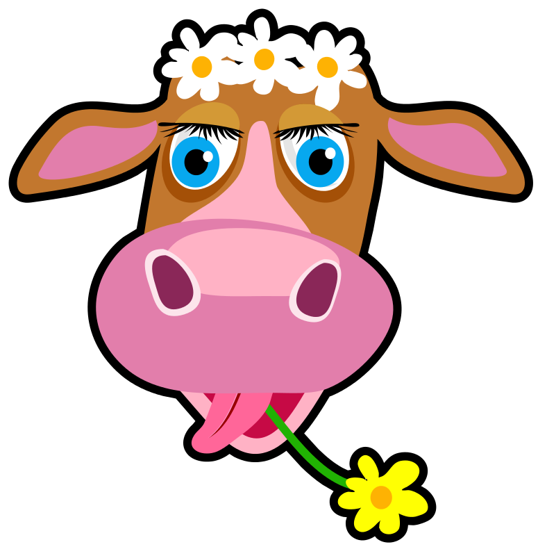 Daisy Crown Cow Cartoon PNG