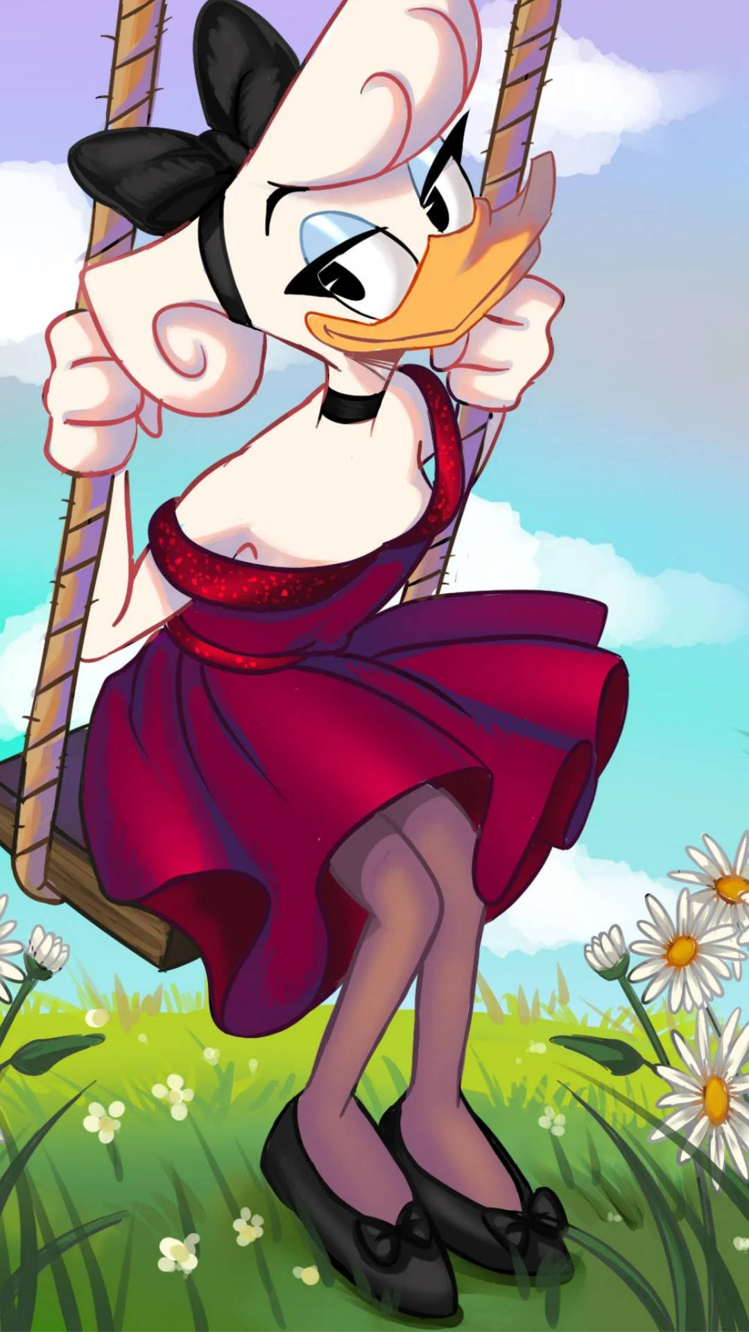 Daisy Duck In Un'altalena Sfondo