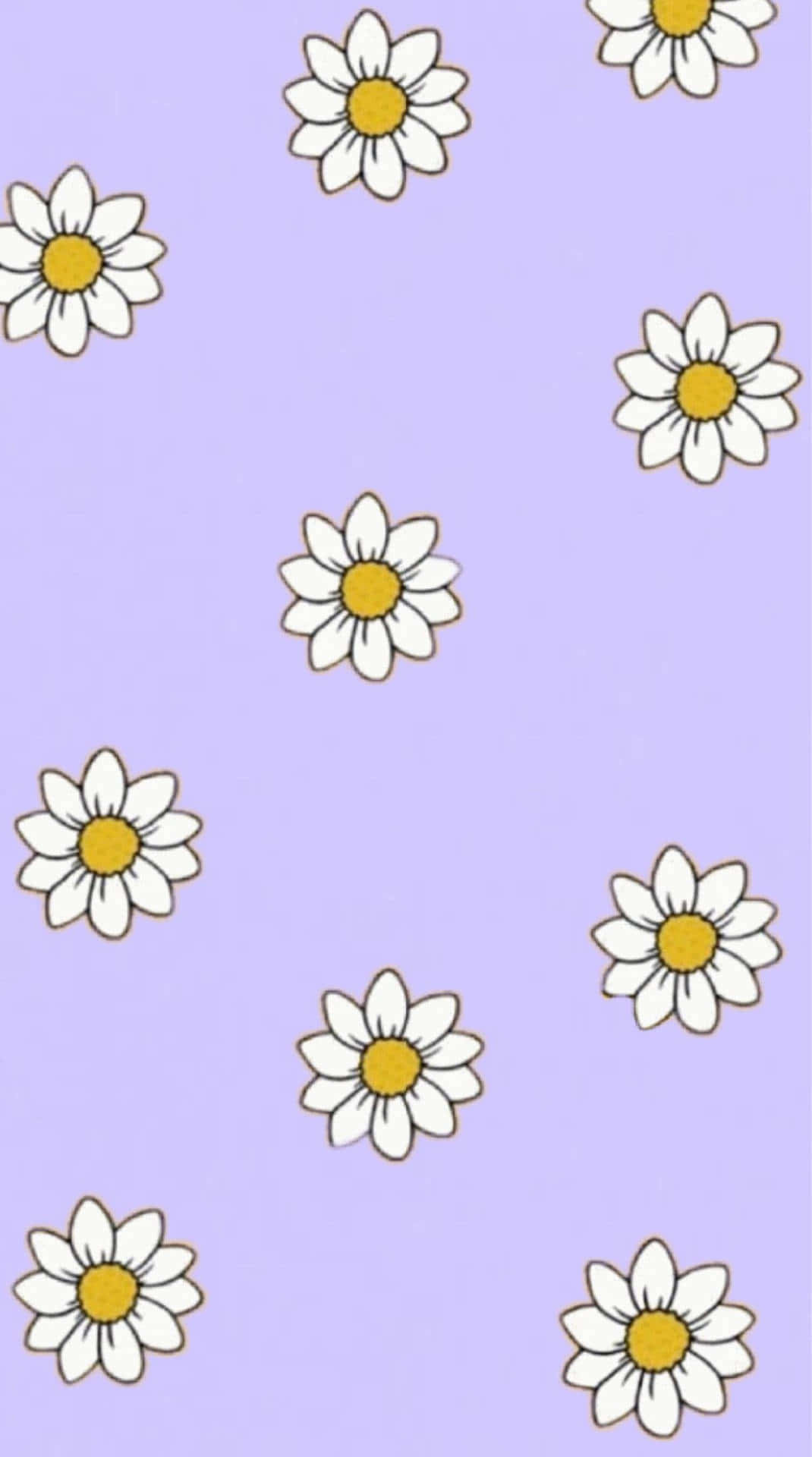 Daisy Pattern Lavender Background Wallpaper