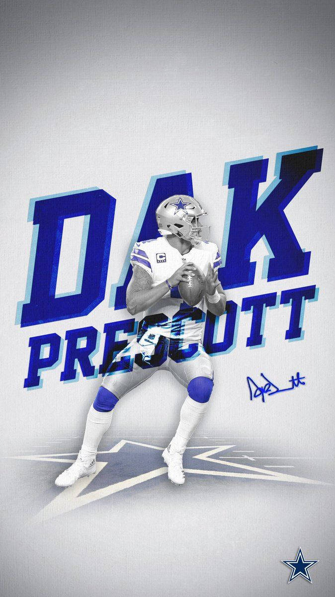Dak Prescott Navn Kunst Tapet: Et kunstnerisk billede af Dallas Cowboys quarterback Dak Prescott. Wallpaper