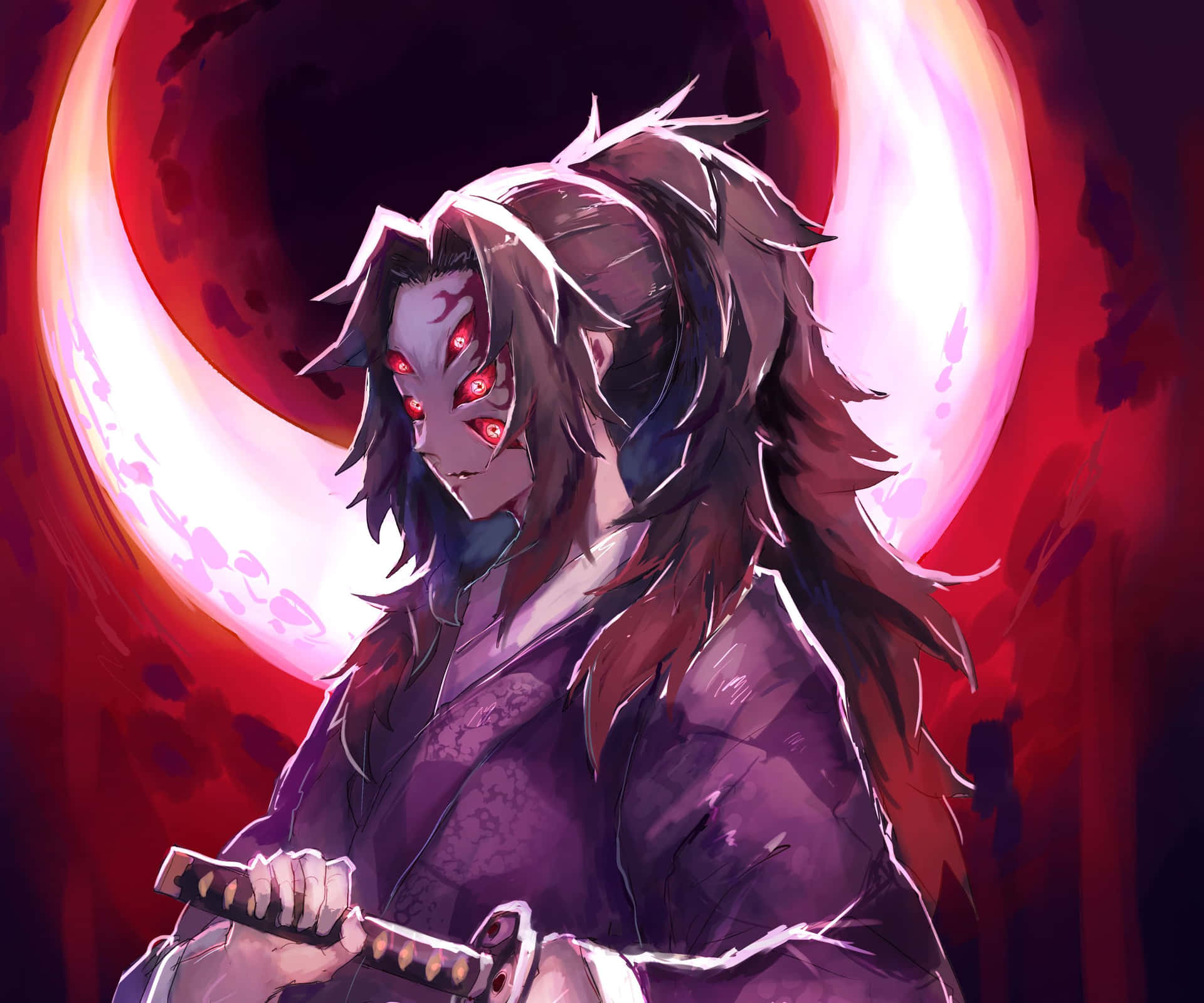 Join  Kyojuro Rengoku and defeat the demons with Daki: Demon Slayer Wallpaper